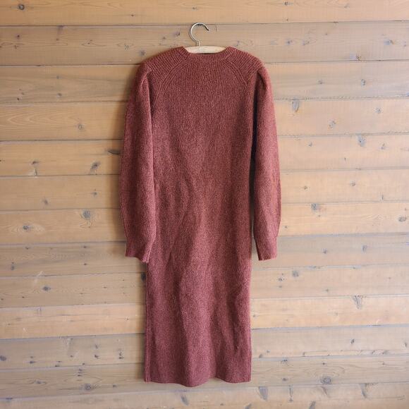 Rag & Bone Liana Rust Merino Wool Alpaca Blend Sweater Dress Midi NWT Large - Picture 3 of 5